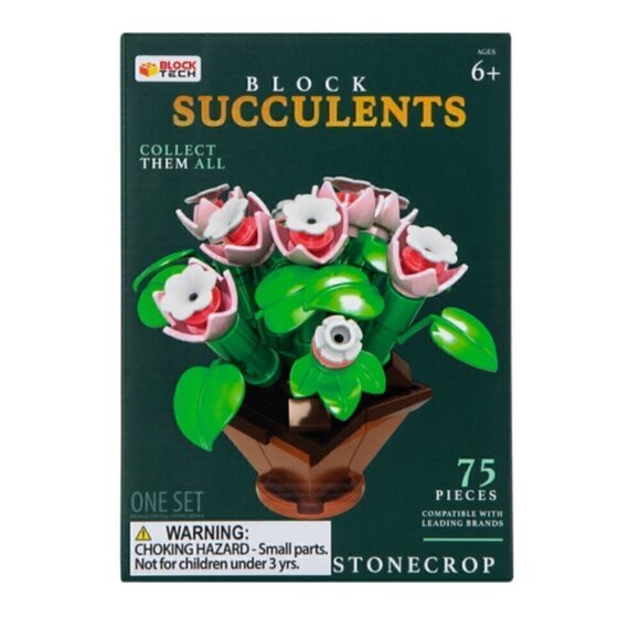 Block Tech Succulents Block Set Stonecrop NWT Building Activity Faux Plant Decor - Picture 1 of 6